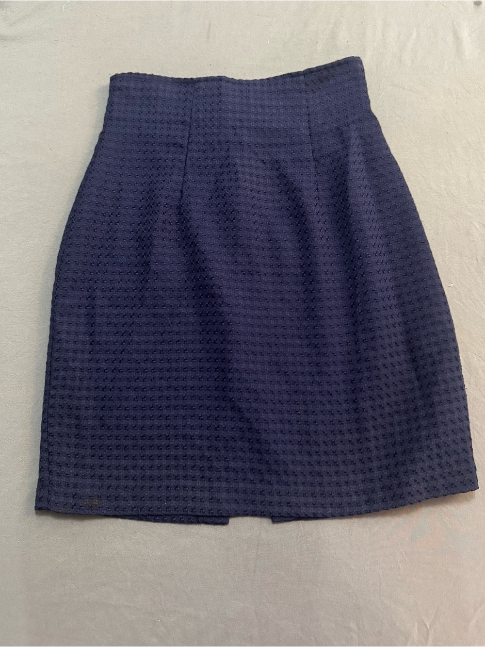 La Belle Dark Navy Textured Pencil Skirt